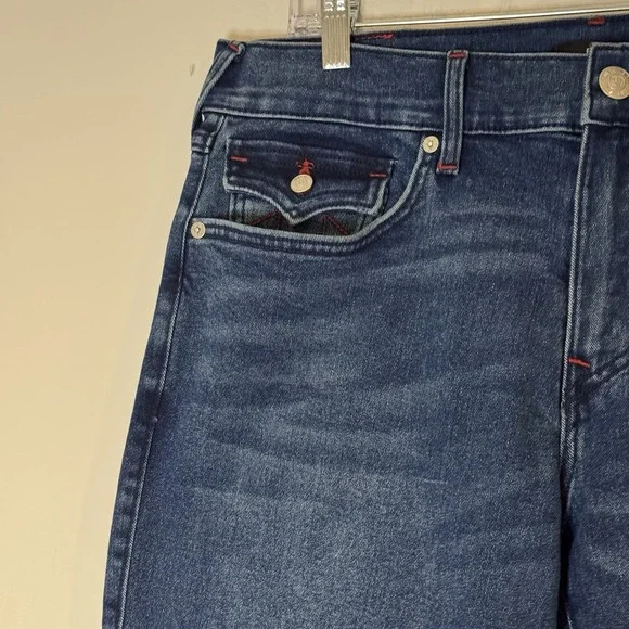 True Religion Ricky SN Flap Straight Dark Shivering Wash Men's Size 34x32